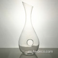 Decantador de vino de vidrio transparente de 1.5L hecho a mano con agujero